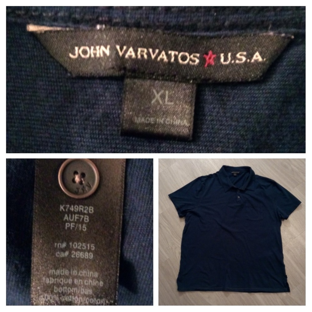 John Varvatos navy blue Polo shirt SZ-XL